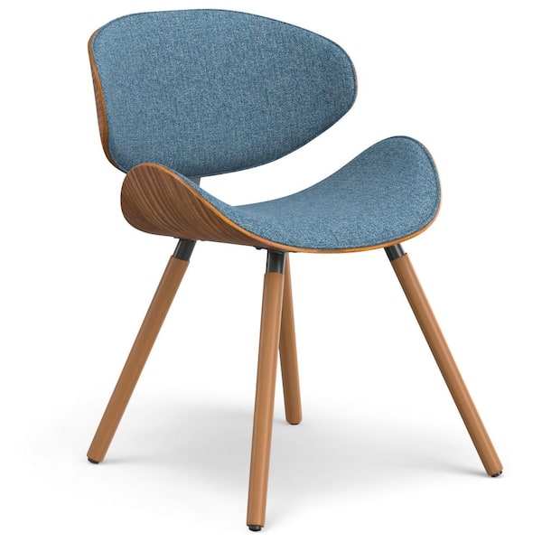 Marana Mid Century Modern Fabric Dining Chair in Denim Blue Linen