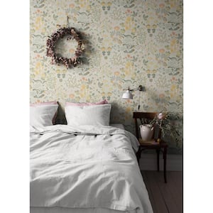 Groh Apricot Floral Non-Pasted Non-Woven Paper Wallpaper