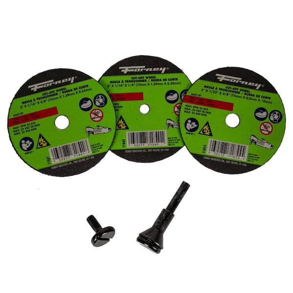 3 in. x 1/32 in. x 1/4 in. Shank Mandrel Cut-Off Wheel Kit (5-Piece)