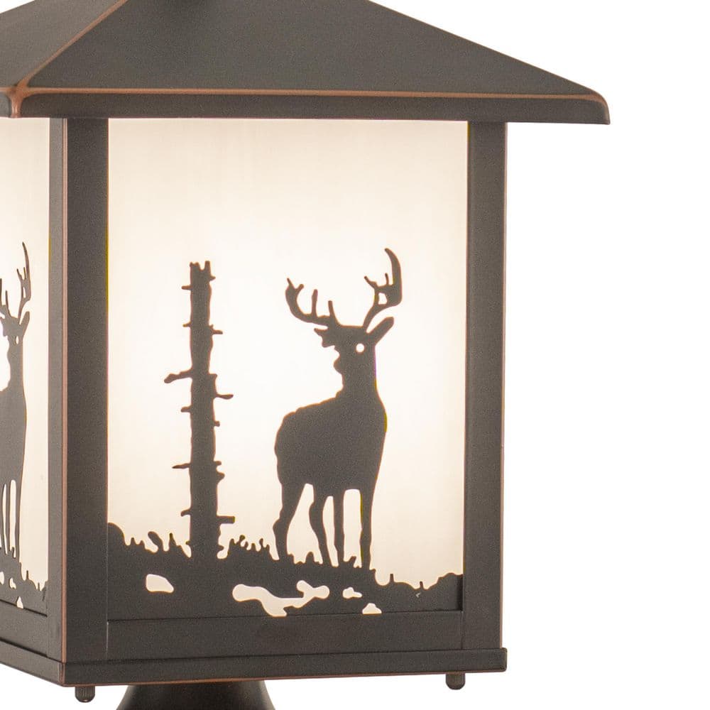 Burnished Bronze 14" Outdoor Post Light with White Tiffany Glass