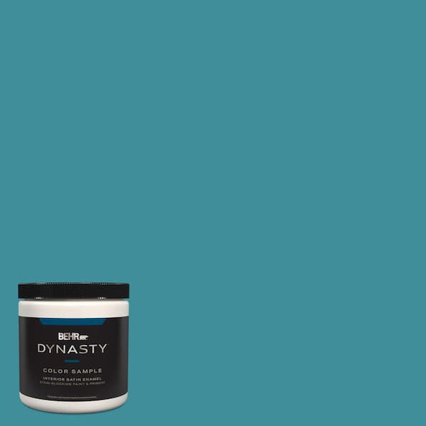 BEHR DYNASTY 8 oz. #MQ6-34 Prophetic Sea One-Coat Hide Satin Enamel Stain-Blocking Interior/Exterior Paint and Primer Sample
