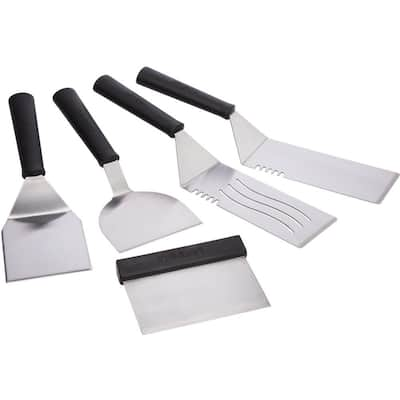 Royal Gourmet Stainless Steel Spatula Set Scraper/Chopper, Spatula,  Perforated Turner, 2 Squirt Bottles (5-Pieces) TF0505 - The Home Depot