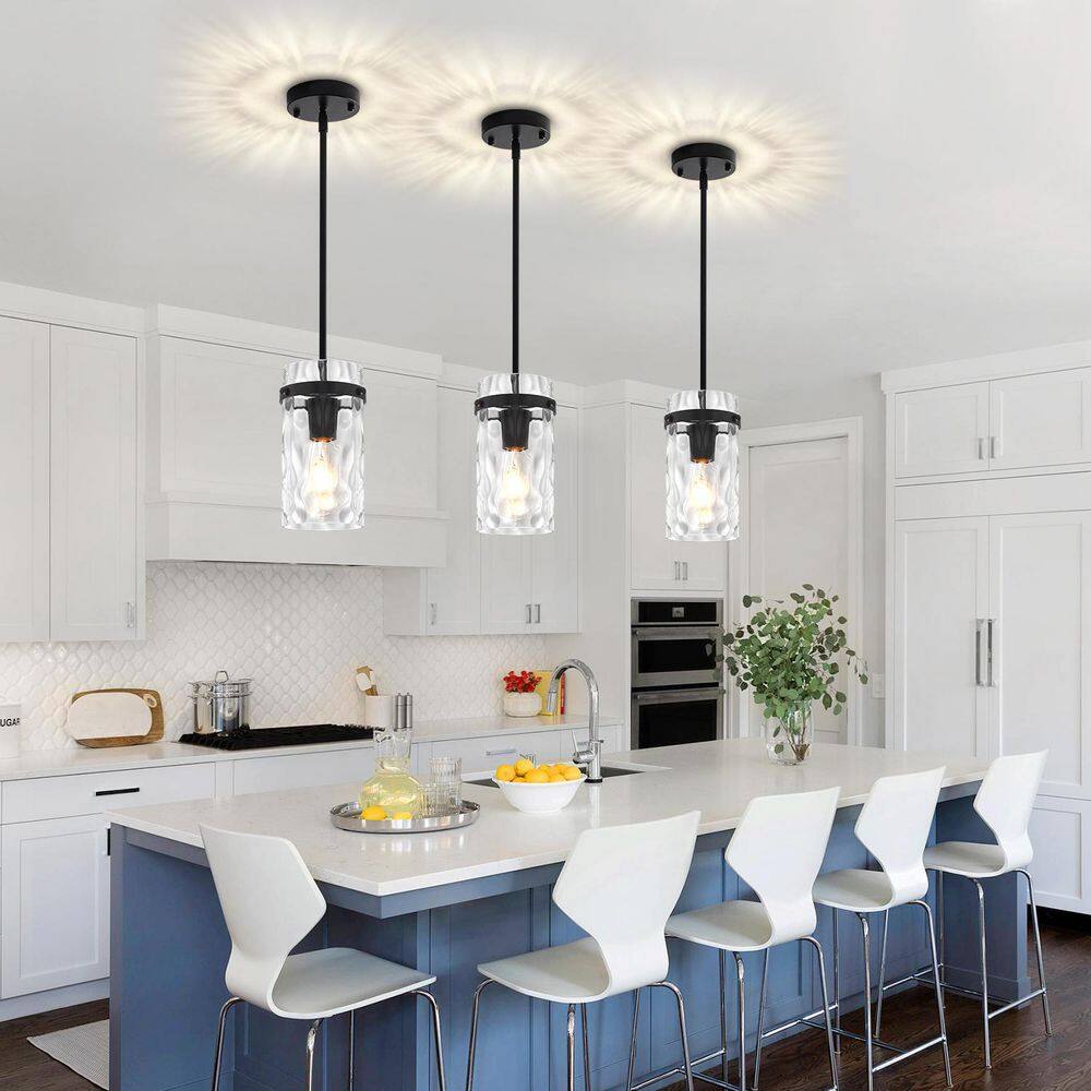 1-Light Black Modern Pendant Light with Cylinder Clear Water Glass Shade price history on PriceWatchPro