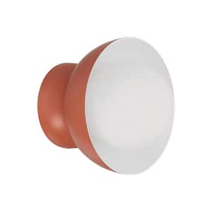Ventura Dome 1-Light Baked Clay Finish Open Faced Wall Sconce with White Frost Glass Globe