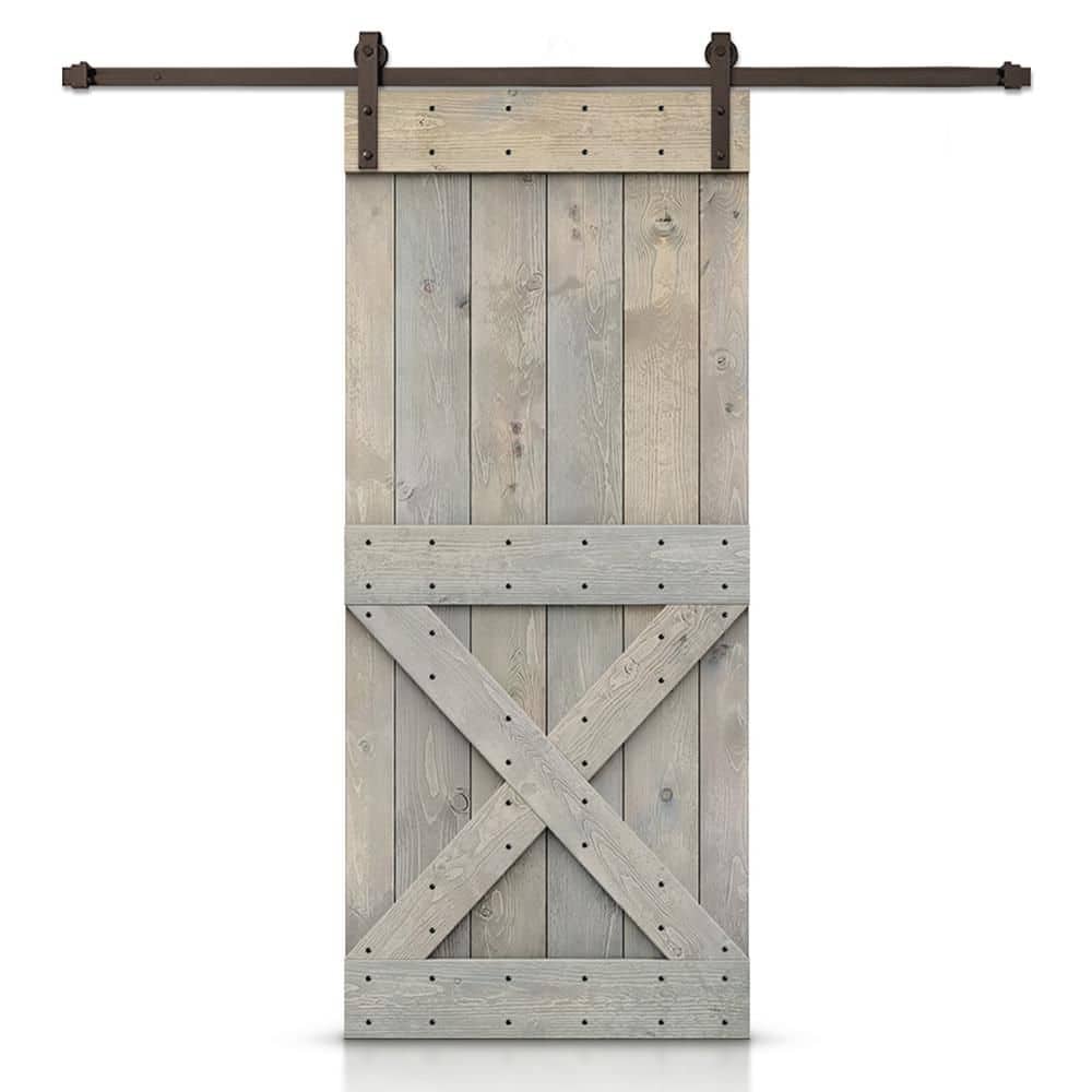 24 in. x 80 in. Mini X Series Smoke Gray Stained DIY Wood Interior Sliding Barn Door with Hardware Kit price history on PriceWatchPro