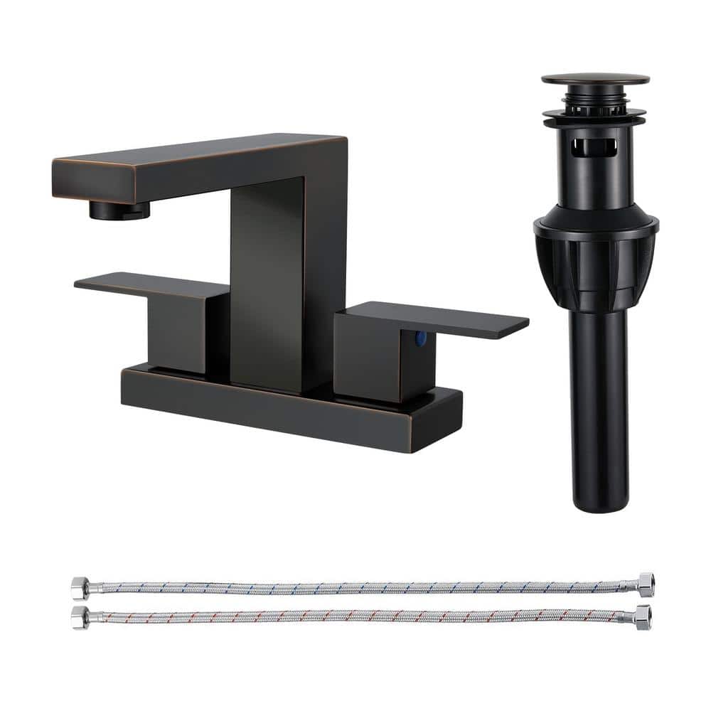 304 stainless steel 4 in. Centerset Double Handle Bathroom Faucet with Drain Kit Included in Oil Rubbed Bronze price history on PriceWatchPro