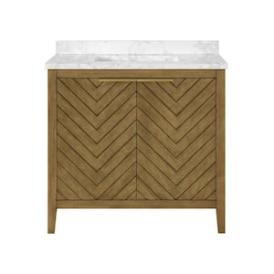 Roselle 36 in. W x 22 in. D x 34 in. H Single Sink Bath Vanity in Almond Latte with White Engineered Marble Top