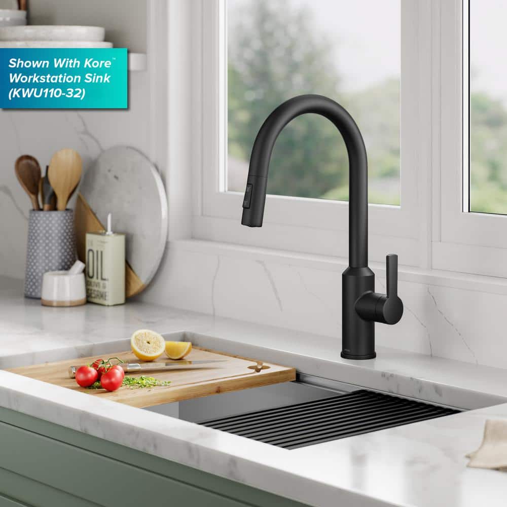 Matte Black Brass Touchless Pull-Down Kitchen Faucet with Spray