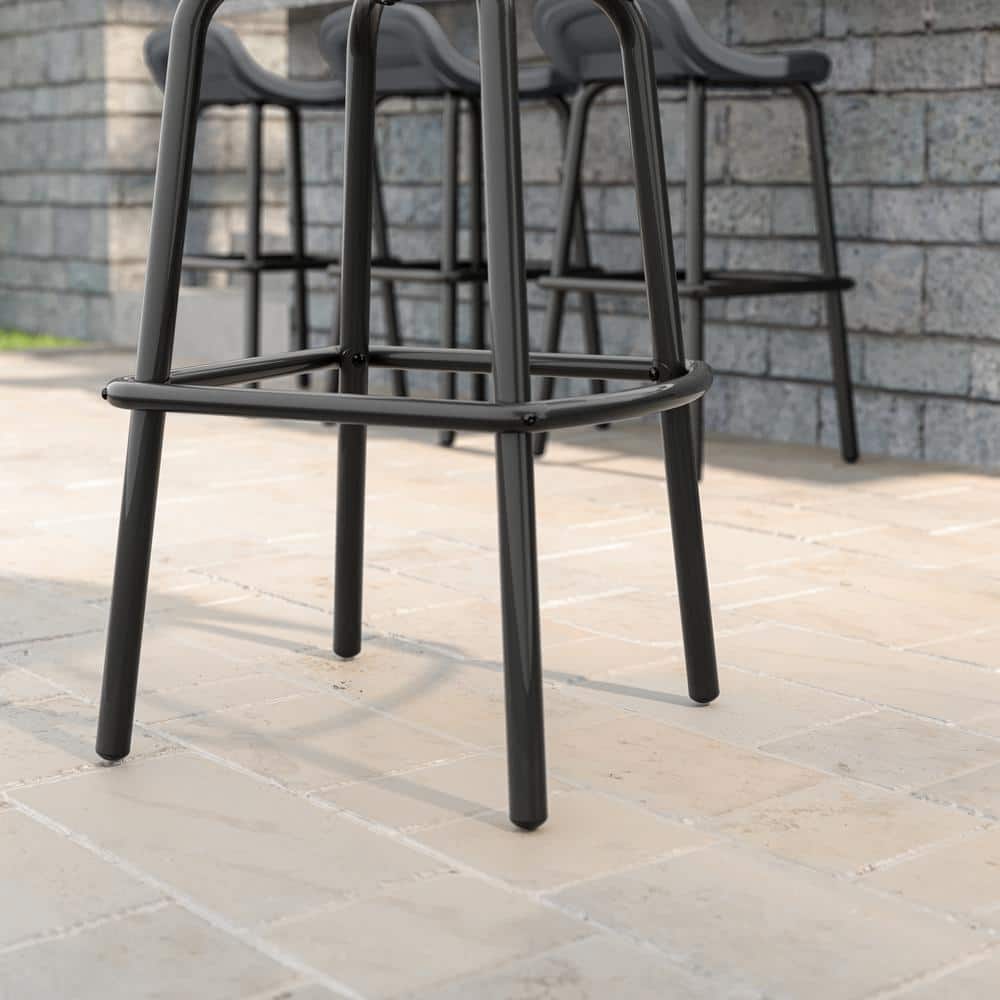Suncast Gray Resin and Steel Outdoor Bar Chair Set
