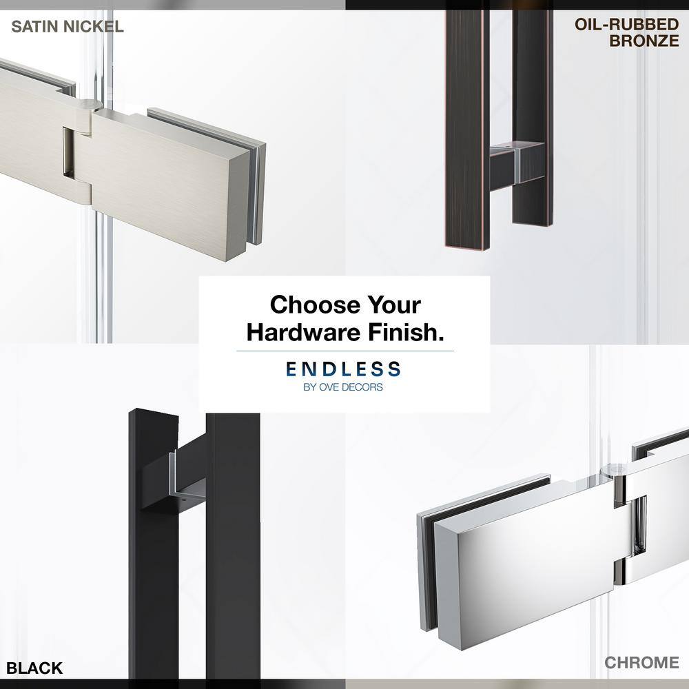 Tampa Black Frameless Alcove Shower Kit with Shelves, 77" x 72"