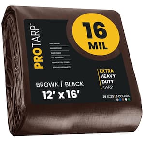12 ft. x 16 ft. Brown/Black 16 Mil Heavy Duty Polyethylene Tarp, Waterproof, UV Resistant, Rip and Tear Proof
