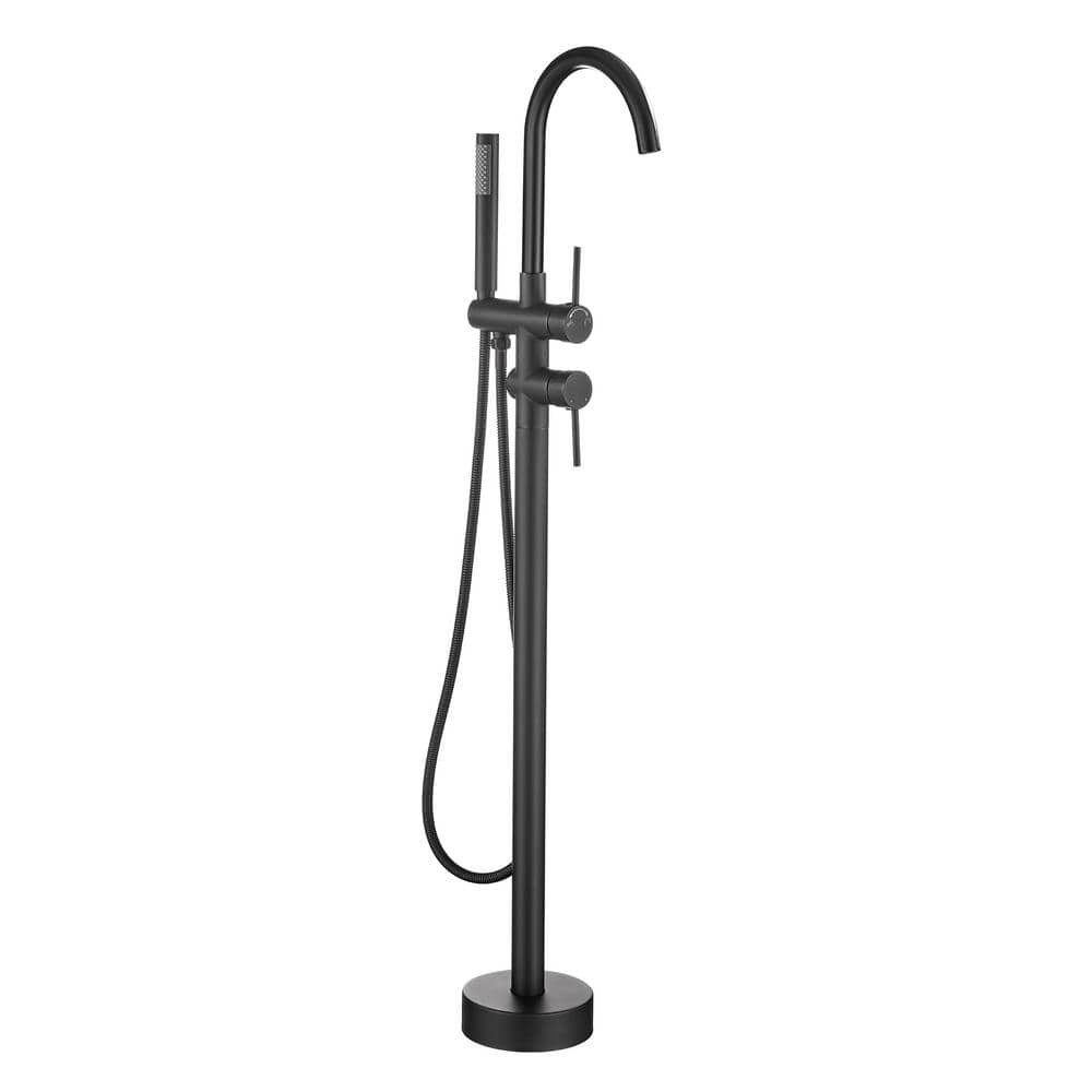 2-Handle Claw Foot Tub Faucet with Hand Shower High-Arc Gooseneck Design in