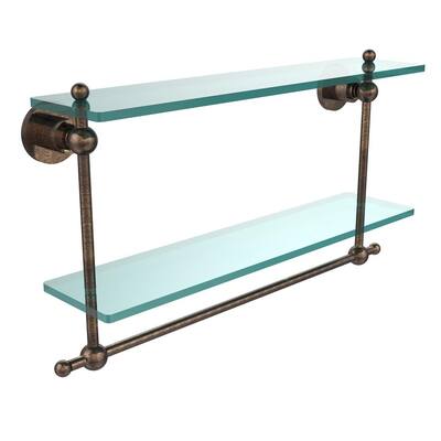 Allied Brass AP-2TB/22 Astor Place Collection 22 Inch Two Tiered Integrated Towel Bar Glass Shelf Antique Brass Allied Brass AP-2TB/22 Astor Place Collection 22 Inch Two Tiered Integrated Towel Bar Glass Shelf Antique Brass