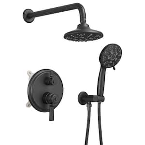 Single Handle 5-Spray Round Shower Faucet 2.5 GPM with 360-Degree Swivel in. Matte Black (Valve Included)