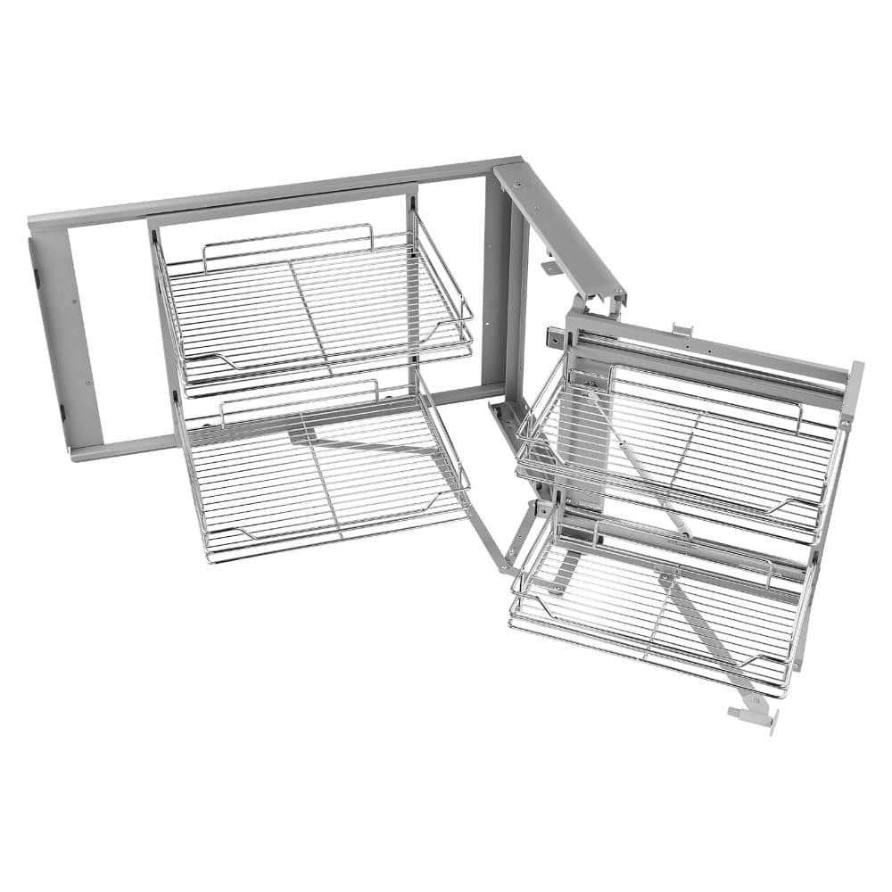Blind Corner Pull Out Organizer for 18 in. Cabinet, 2 Tier 4 Basket Chrome Carbon Steel Slide Out Storage Rack price history on PriceWatchPro