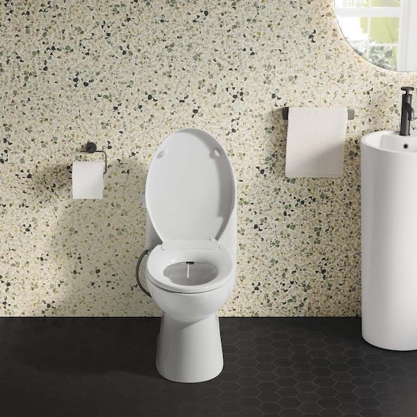 Swiss Madison Aqua Non-Electric Bidet Seat for Elongated Toilet in Glossy White