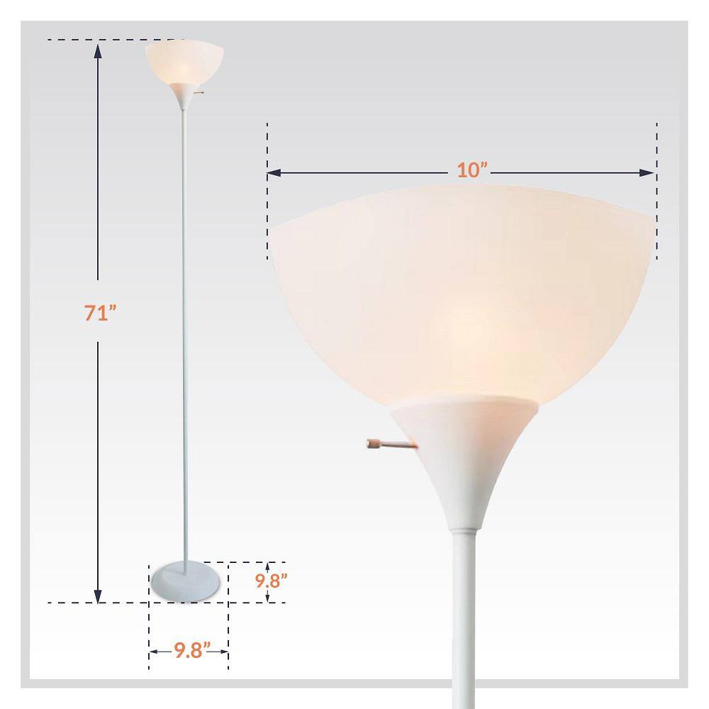 Newhouse 71-Inch White Glass Torchiere Floor Lamp