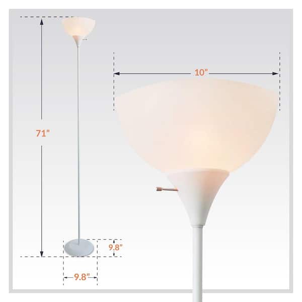Newhouse Lighting Joey 71 in. White Interior Torchiere Floor