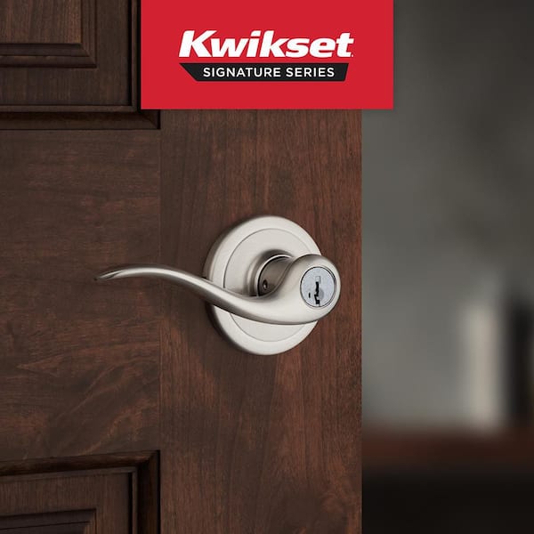 Tustin Satin Nickel Entry Door Handle Featuring SmartKey Security