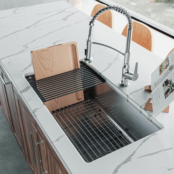 Fusion Workstation Undermount 33 in. x 18 in. Stainless Steel Single Bowl Kitchen Sink