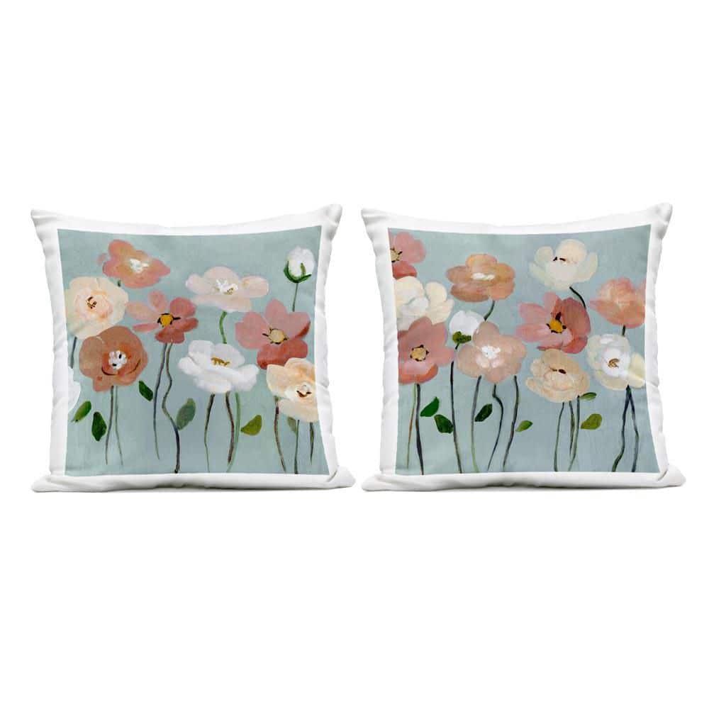Budding Boho Blooms Pink Square Outdoor Throw Pillow (Set of 2) price history on PriceWatchPro