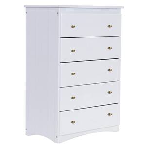 5-Drawer White Mission Chest of Drawers 30 in. W x 43 in. H