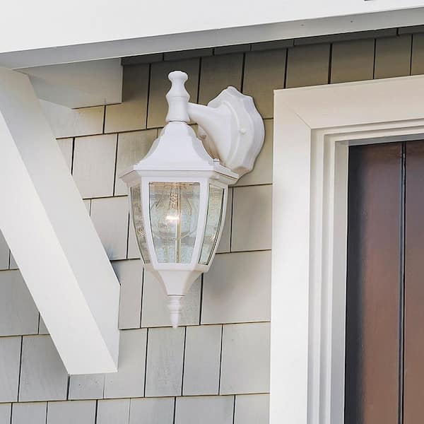 Waterbury White 1-Light Outdoor Line Voltage Hardwired Porch Light Wall Sconce with No Bulb Included