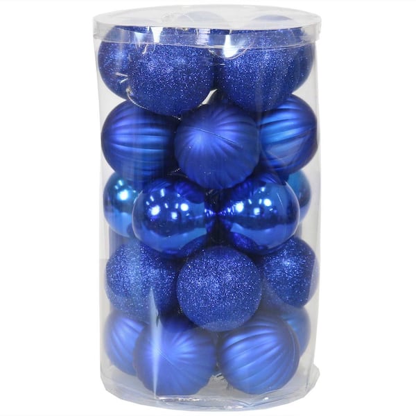 Sunnydaze Blue Beautiful Baubles Plastic Ornament Set (25-Piece)