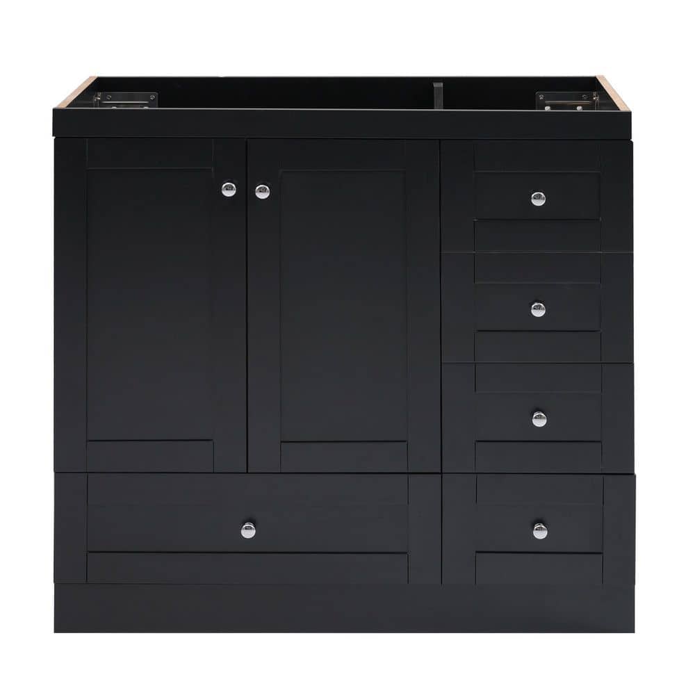 35 in. W x 17.7 in. D x 33.5 in. H Bath Vanity Cabinet without Top in Black with 4-Drawers and 2-Doors price history on PriceWatchPro