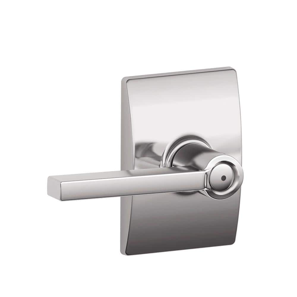 Schlage Latitude Bright Chrome Privacy Bed/Bath Door Handle with Century Trim