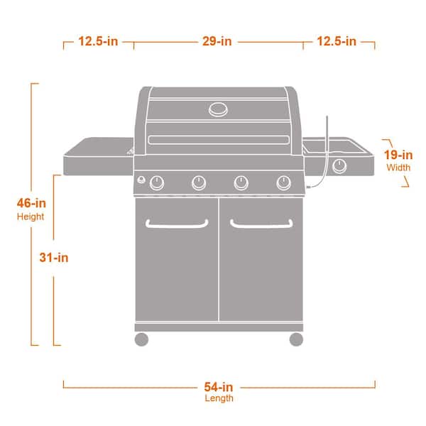 Monument Grills 41847NG 4-Burner Propane Gas Grill in Stainless with Clear View Lid, LED Controls and Side Burner - 3