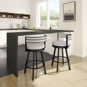 Browser 26 in. Light Grey Polyester/Black Metal Swivel Counter Stool