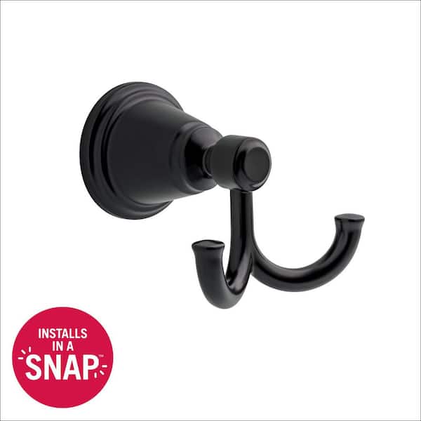 Foundations Design Series J-Hook Double Robe/Towel Hook Bath Hardware Accessory in Matte Black