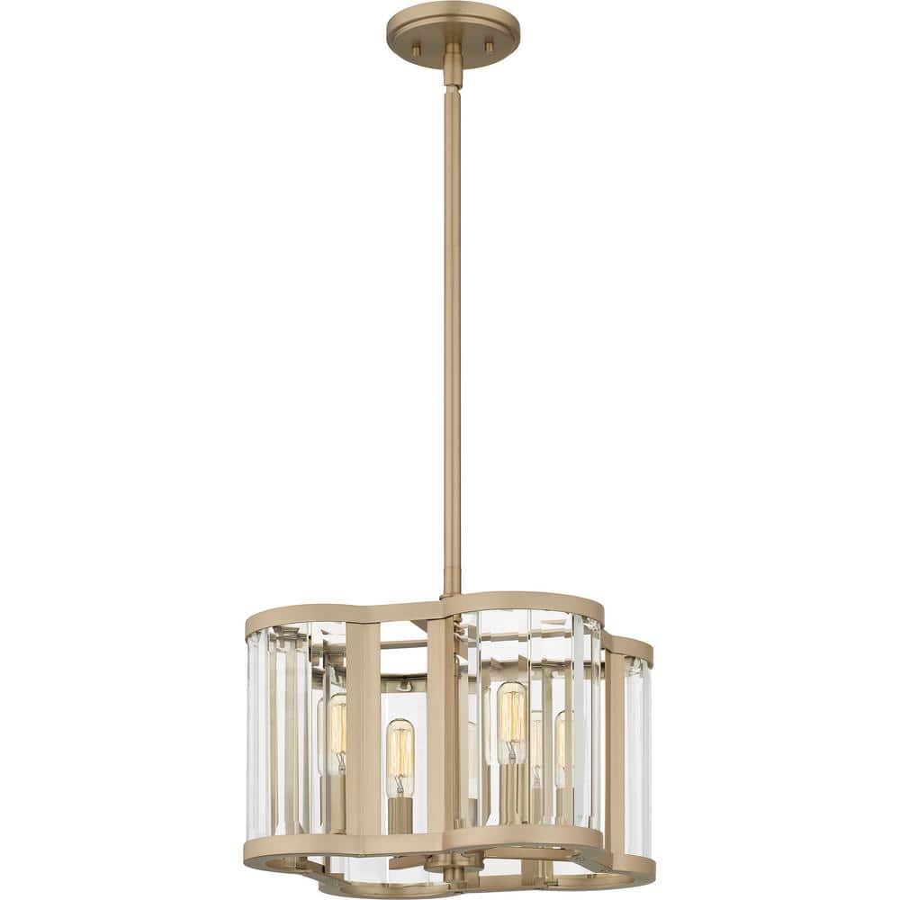 Renee 15'' Bronze Gold Glass 4-Light Pendant
