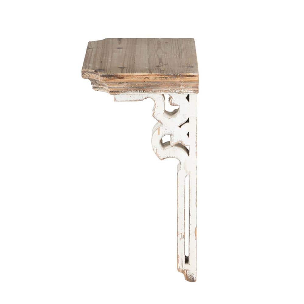 Small Off-White Rustic Wood Wall Shelf