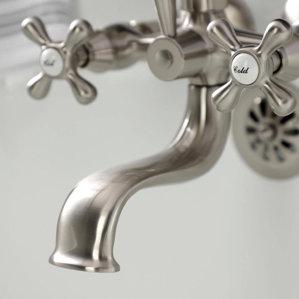Brushed Nickel Wall Mount Clawfoot Tub Faucet with Hand Shower