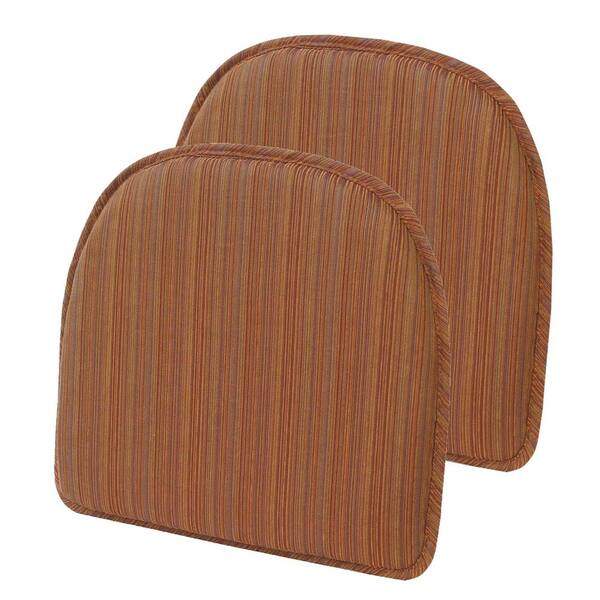 Unbranded Gripper Non-Slip 15 in. x 16 in. Harmony Bittersweet Stripe Chair Cushions (Set of 2)