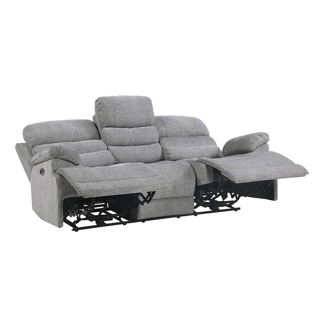 Contemporary Gray Power Reclining Sofa with USB and Pillow-top Arms