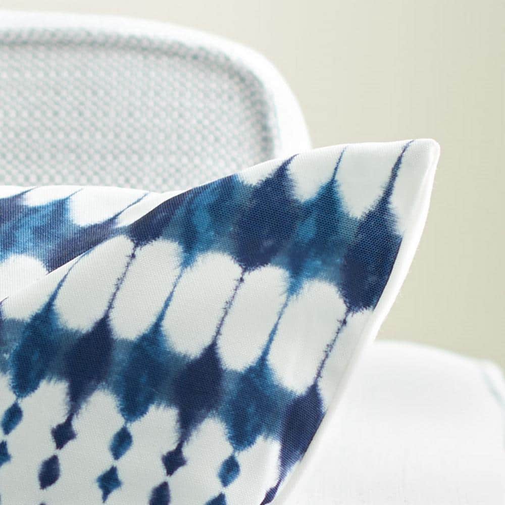 Navy and White Ikat Indoor/Outdoor Square Pillow
