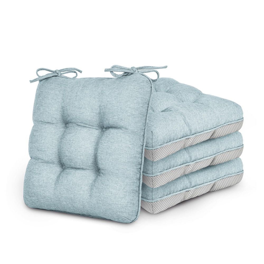 15.5 in. x 15.5 in. x 3.5 in. Blue Memory Foam Chair Pad for Kitchen, Dinin