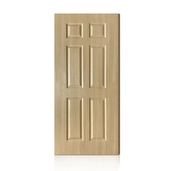 36 in. x 80 in. 6 Panel Hollow Core Oak Finished PVC Composite Interior Door Slab
