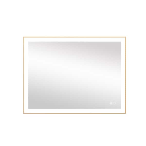Unbranded 48 in. W x 36 in. H Rectangular Aluminum Framed LED Wall Mount Anti-Fog Modern Decorative Bathroom Vanity Mirror
