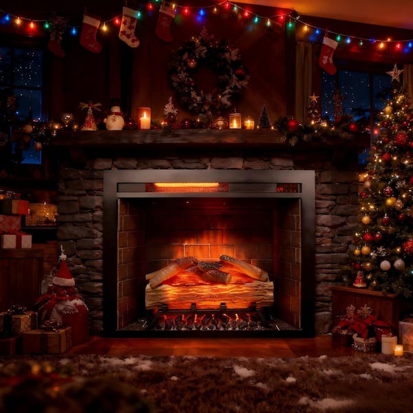 5000BTU 28 in. Infrared Recessed Electric Fireplace Insert with Overheat Protection, 5 Adjustable Brightness