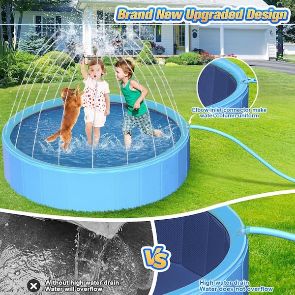 97 in. x 12 in. Foldable Round Kiddie Pool Pet Dog Swimming Pool