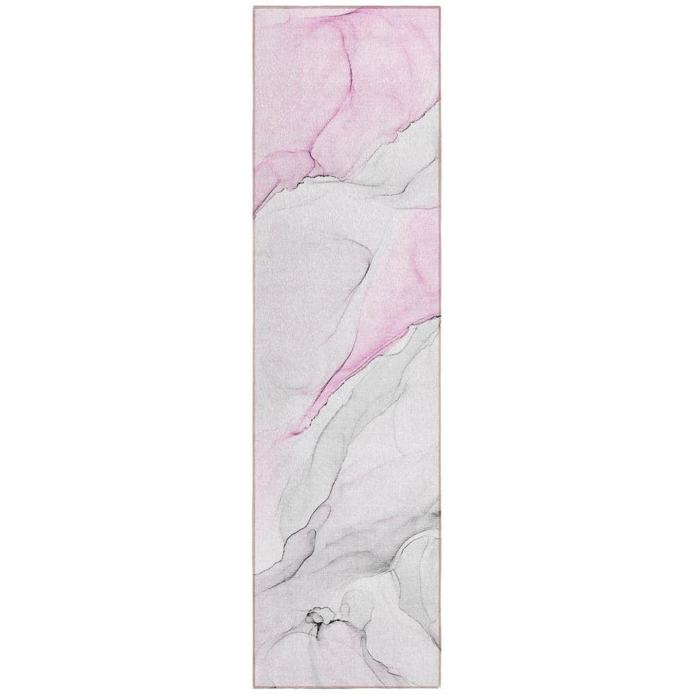 Gray and Pink 2 ft. x 8 ft. Woven Abstract Polyester Runner Indoor/Outdoor Area Rug price history on PriceWatchPro