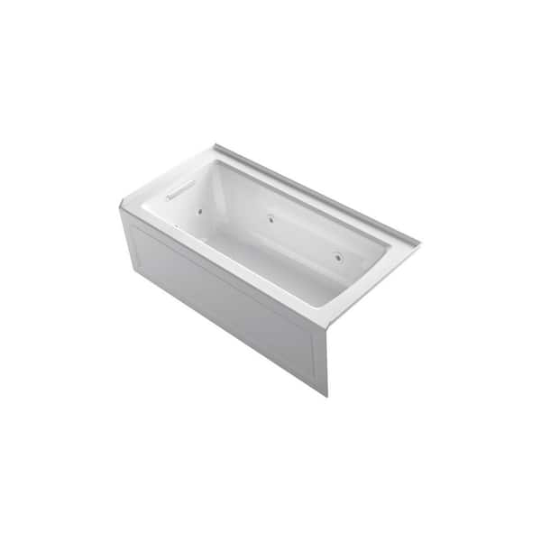 KOHLER Archer 60 in. Left-Hand Drain Rectangular Alcove Whirlpool Bathtub in White