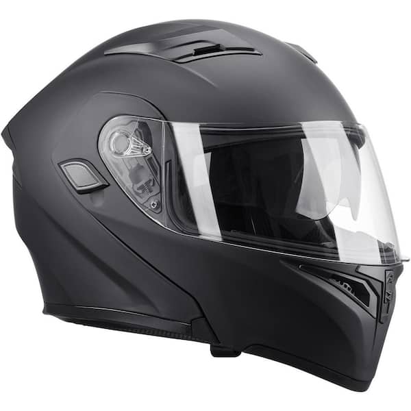 Modular Motorcycle Helmet with Clear Visor, DOT Certified, Removable Liner for Adults (Matte Black, L), 2025 update