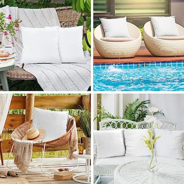 26 in. x 26 in. Outdoor Pillow Inserts, Waterproof Decorative Throw Pillows Insert, Square Pillow Form (Set of 2), White