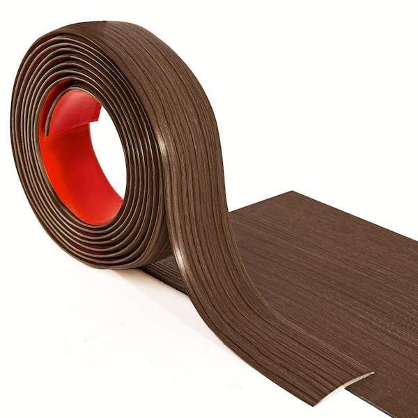 1.57 in. x 120 in. Waterproof Flexible Self-Adhesive Vinyl Transition Strip for Joining Floor Gaps, Floor Tiles, Brown