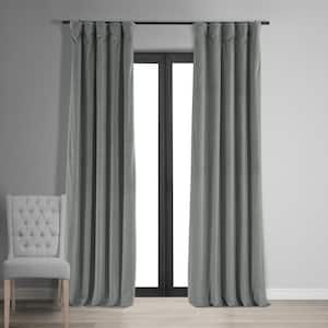 Silver Grey Gray Velvet Rod Pocket Blackout Curtain - 50 in. W x 120 in. L (1 Panel)